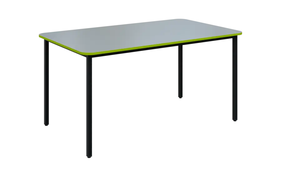 JSBR 150N Jídelní stůl 1500 x 900 mm, deska šedá s hranou jarní zeleň / podnož černá